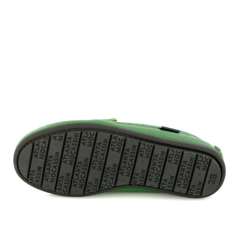 Grainy Leather Penny Moccasins, Green