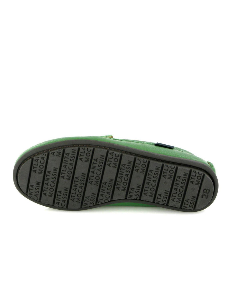 Grainy Leather Penny Moccasins, Green
