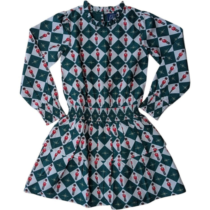Nutcracker Checks Tiered Long Sleeves Dress