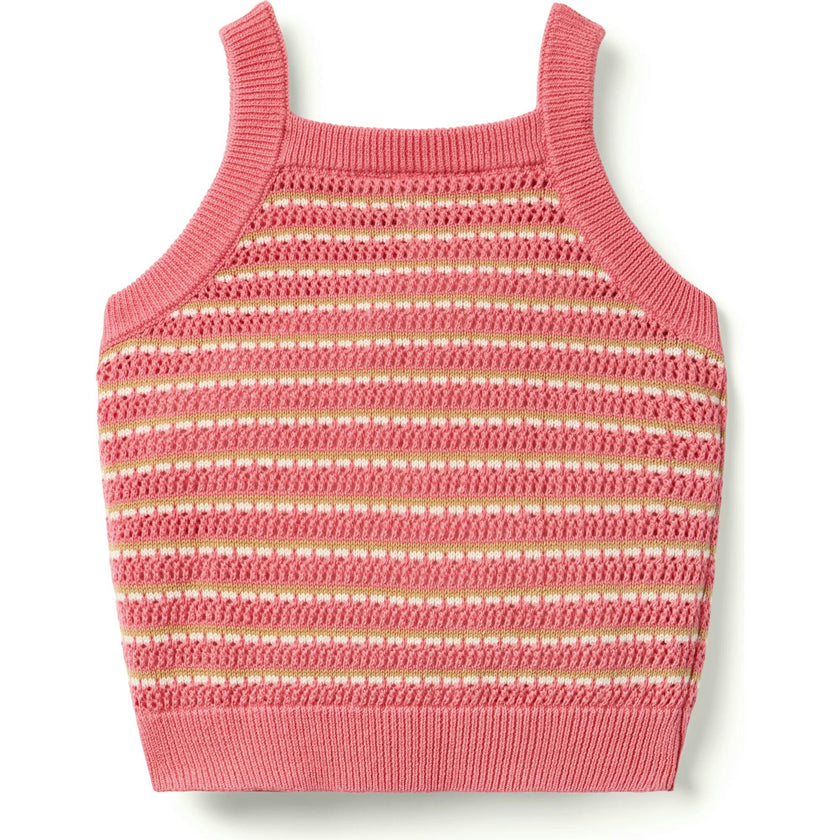 Striped Ruffle Sweater Top, Pink