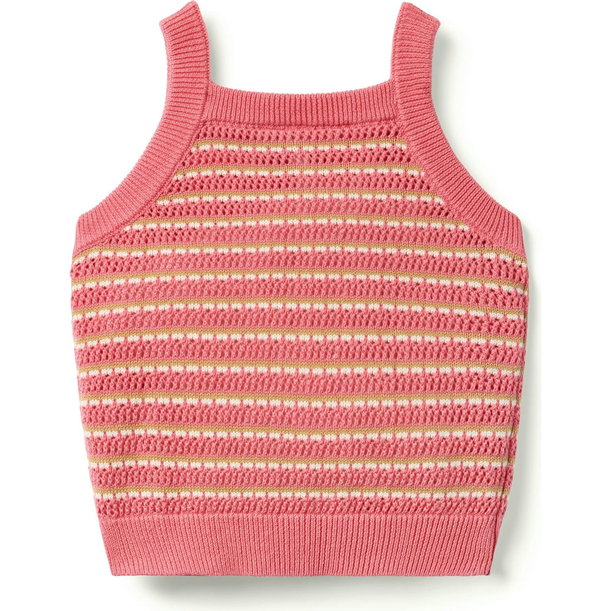 Striped Ruffle Sweater Top, Pink