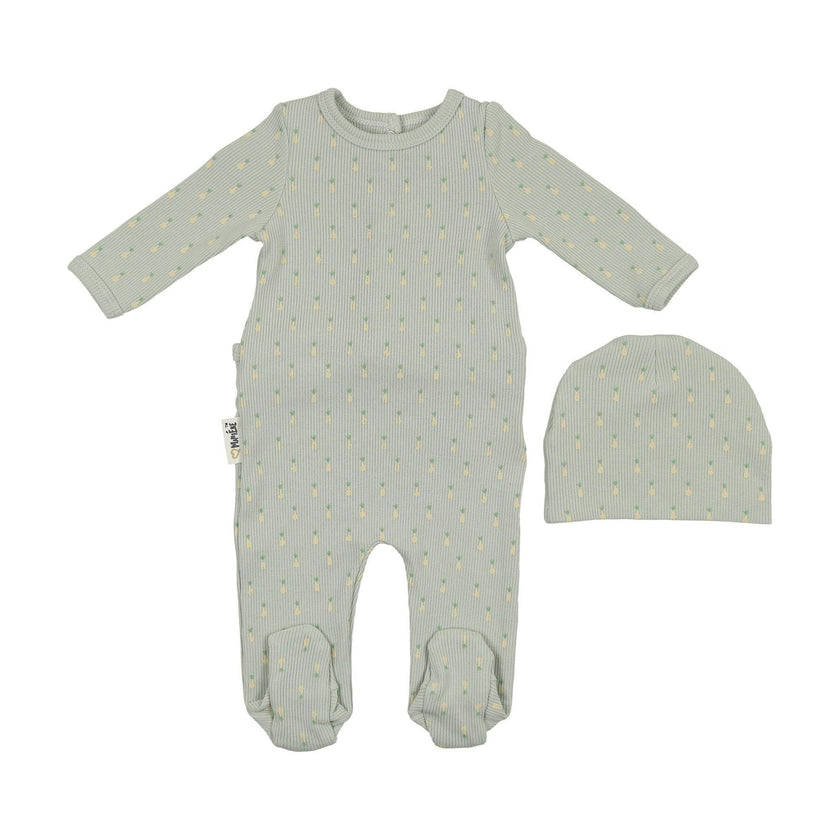 Ribbed Pineapple Footie and Beanie Set