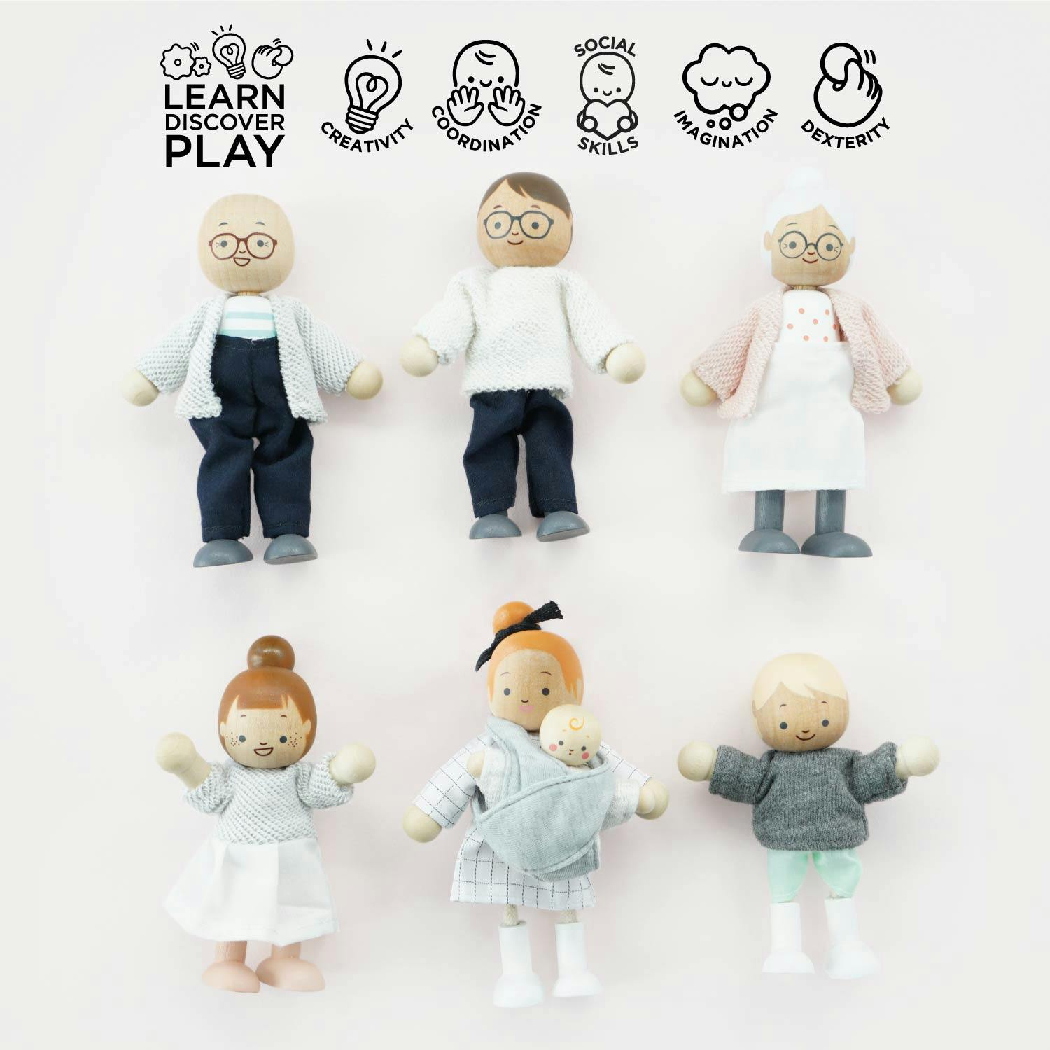 Wooden Dolls House Family