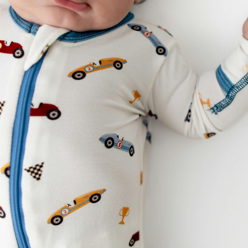 Race Cars Zippered Footie
