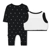 Kids Black Polka Dot Baby Romper and Vest Set