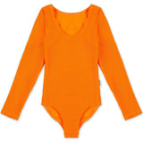 Erica - Crinkle Long Sleeve One Piece Swimsuit - Orange
