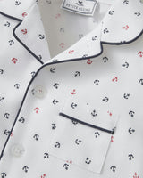 Kid's Twill Pajama Short Set in Anchors Away White