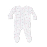 Dainty Buds and Bows - 2 Way Ruffle Back Zipper Footie