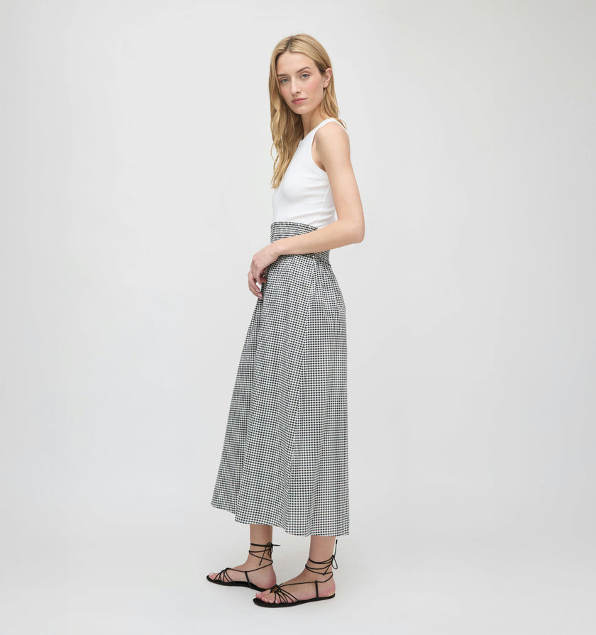 The Delphine Nap Skirt - Black/Sand Gingham