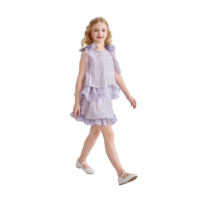 Purple Althea Glitter Ruffle Skirt Set