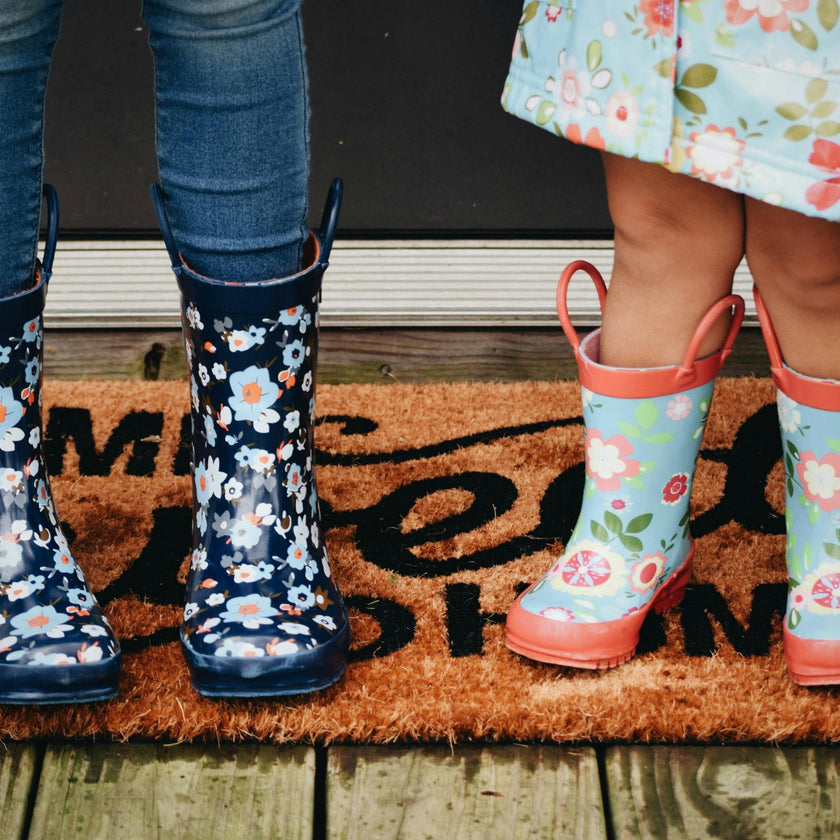 Navy Flower Rain Boot