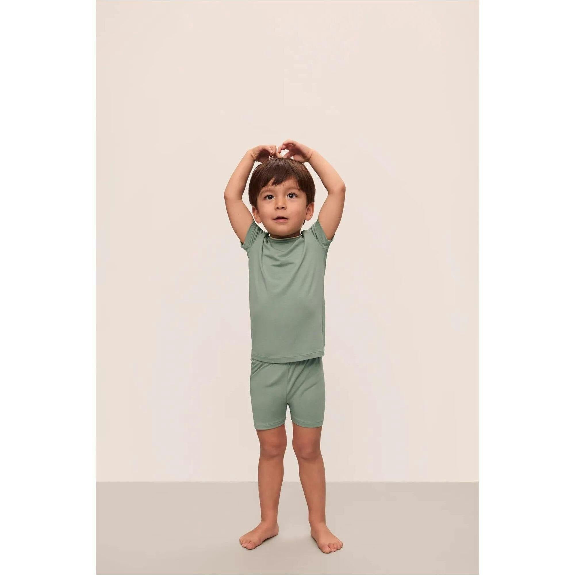 Kids TENCEL Modal Unisex Short PJ Set, Green
