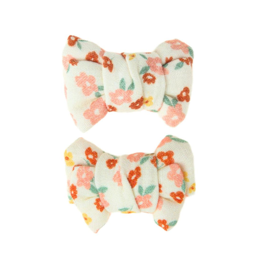 Pigtail Bow Hair Clips Set of 2 | Organic | Lille Cottage Club