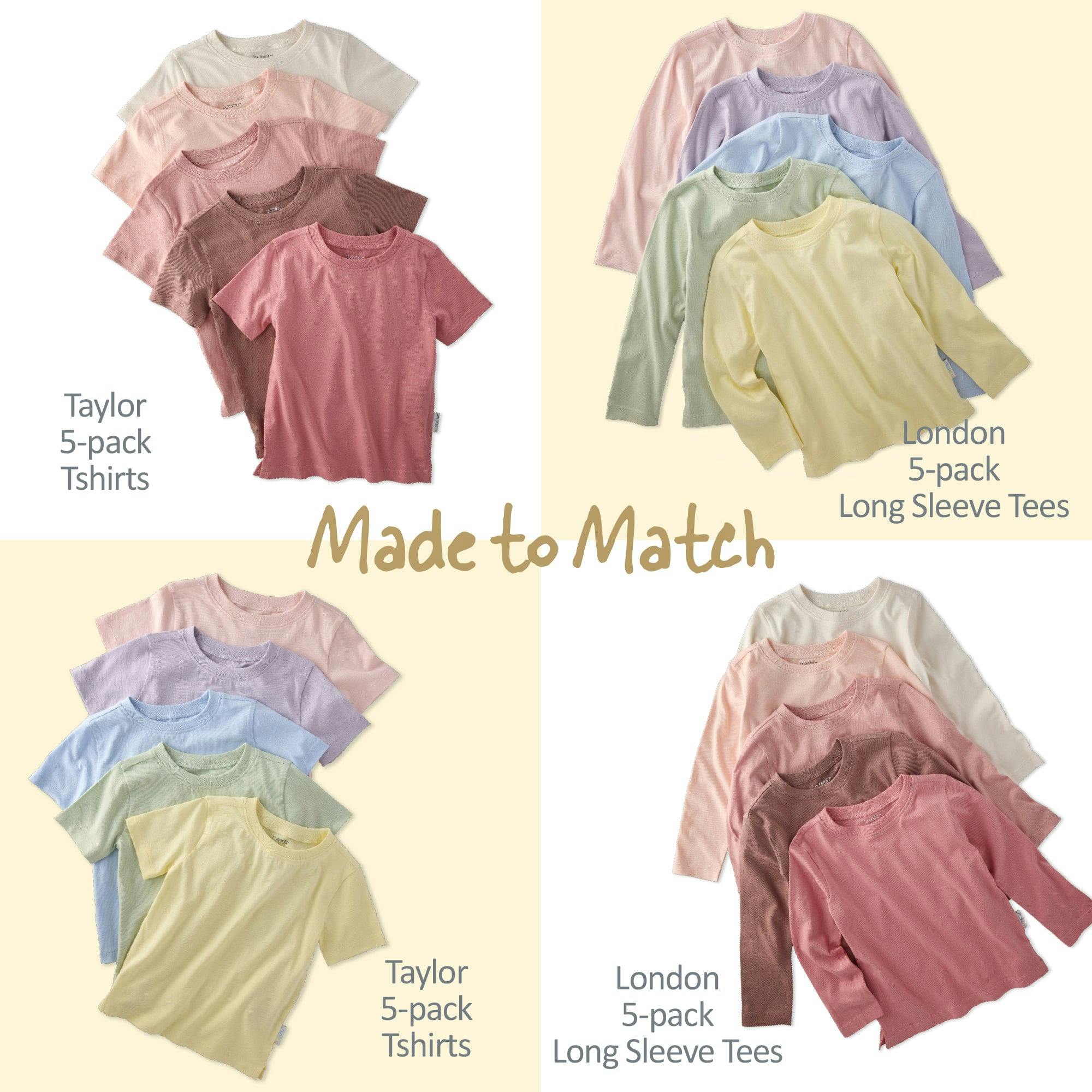 LONDON 5-Pack Toddler Long Sleeve T-Shirts