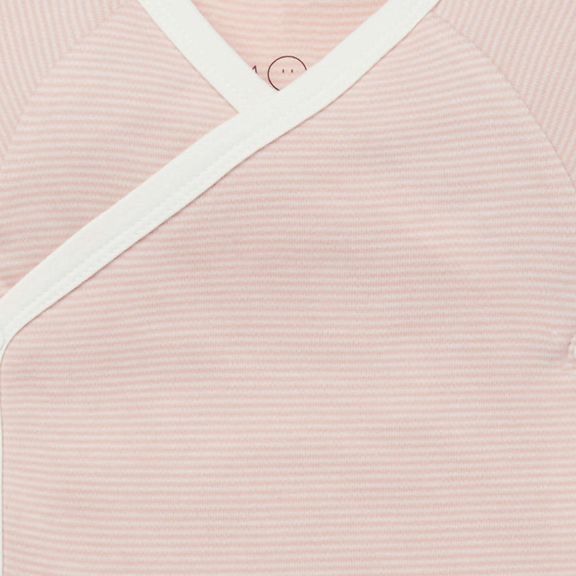Short Sleeve Kimono Bodysuit - Blush Stripe