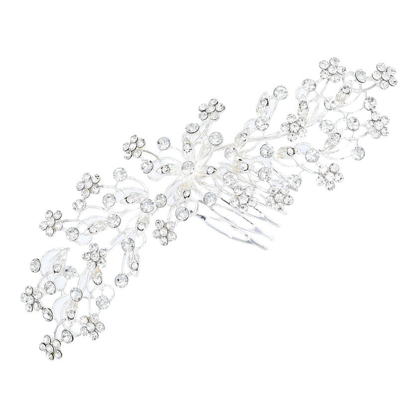 Crystal Rhinestone Botanical Hair Comb