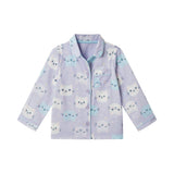 Girls Buttondown Pajama Set | Kitty Cats - Purple