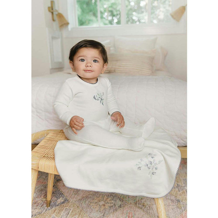 Heirloom Berry Footie Ivory & Blue