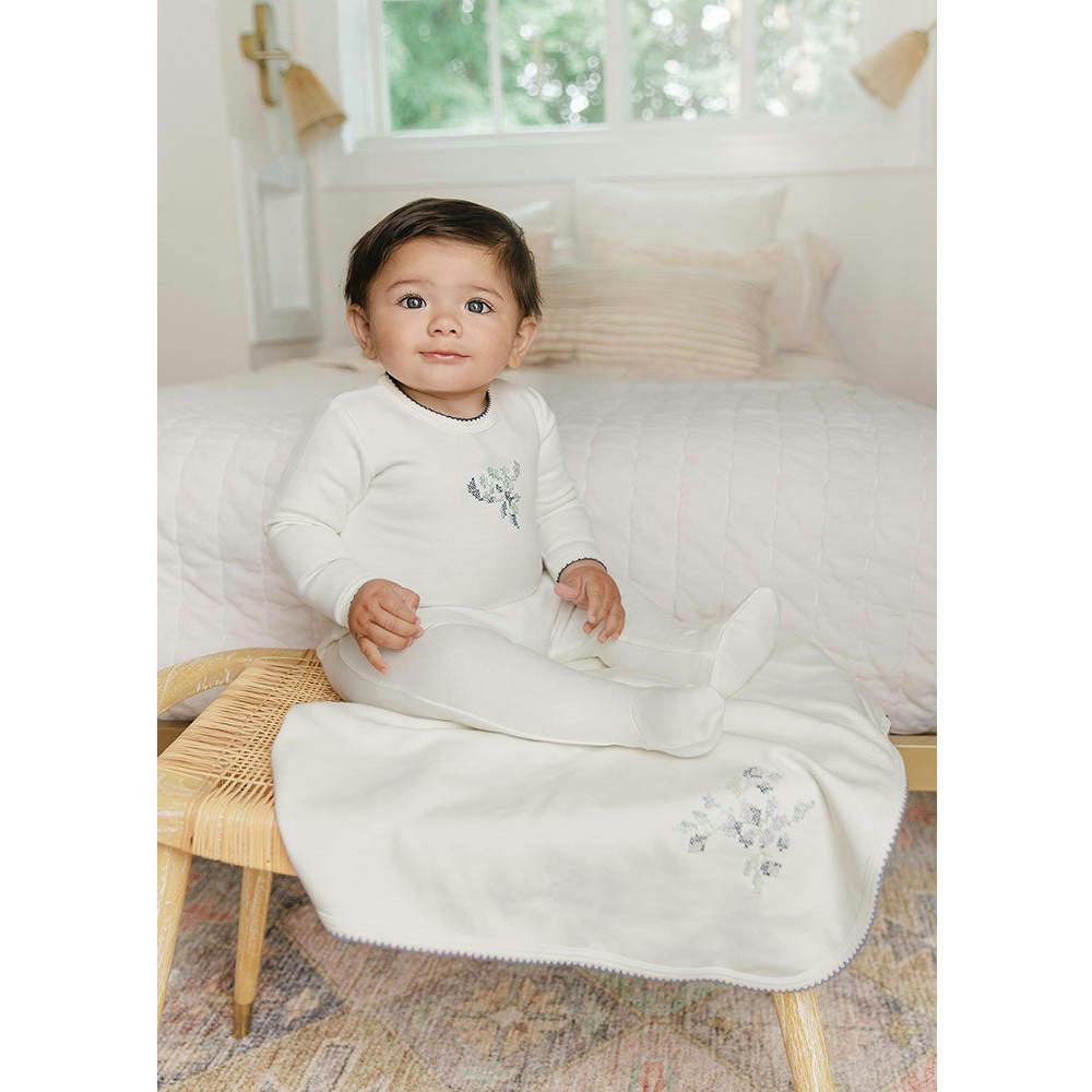 Heirloom Berry Layette Set Ivory & Blue