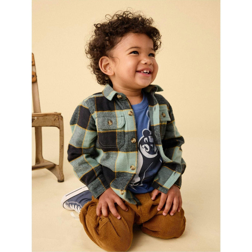 Flannel Button Up Shirt, Green