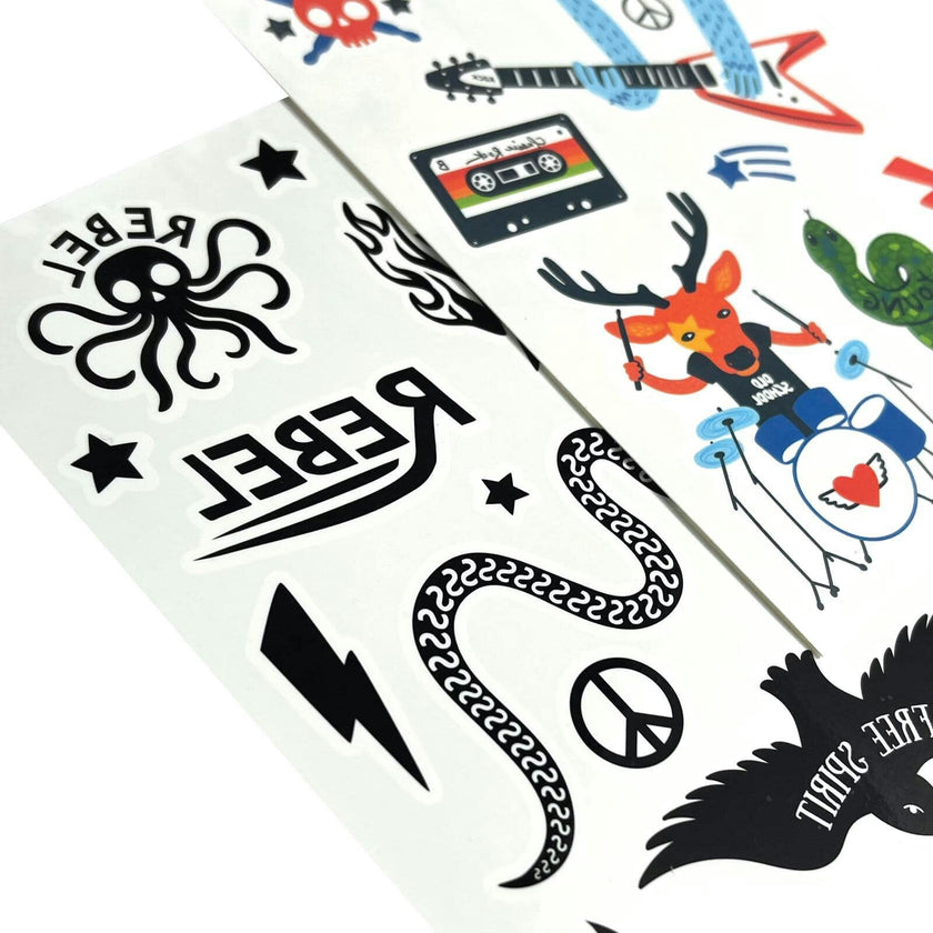 Tattoo Palooza Temporary Tattoos Mini Pack - I Wanna Rock! - 3 Sheets
