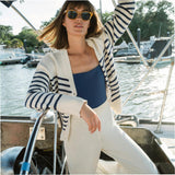 Women's Cream Wide Leg Knit Pant