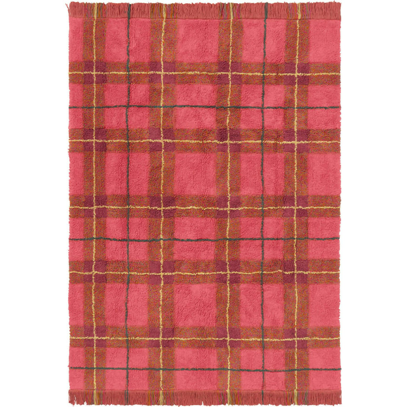 Washable Rug Tartan Vintage Red, Red