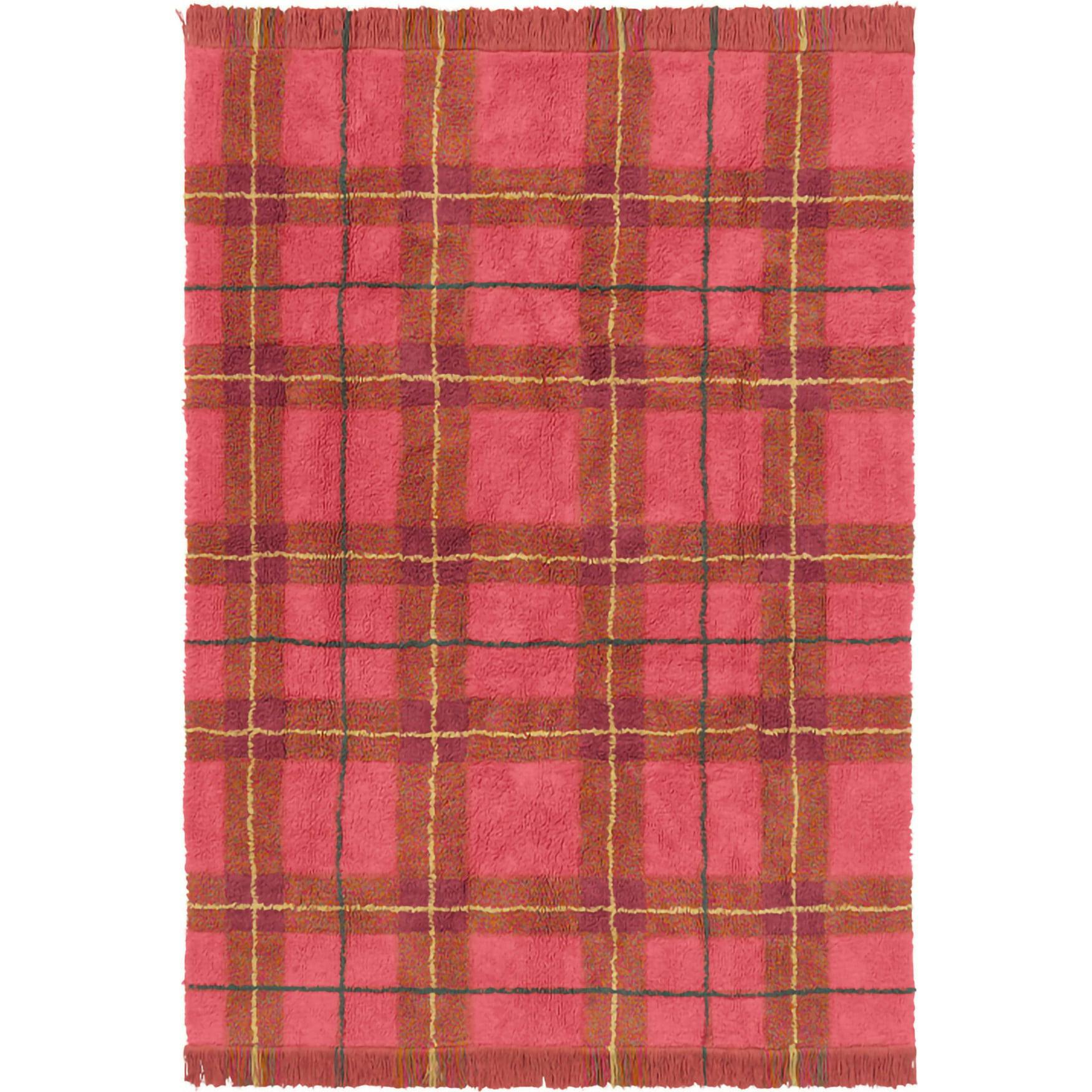 Washable Rug Tartan Vintage Red, Red