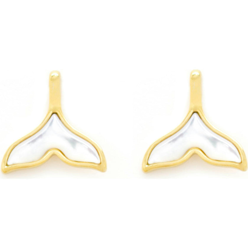 Mother of Pearl Whale Tail Earrings