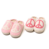 Tweens Plush Slippers with a Peace Design