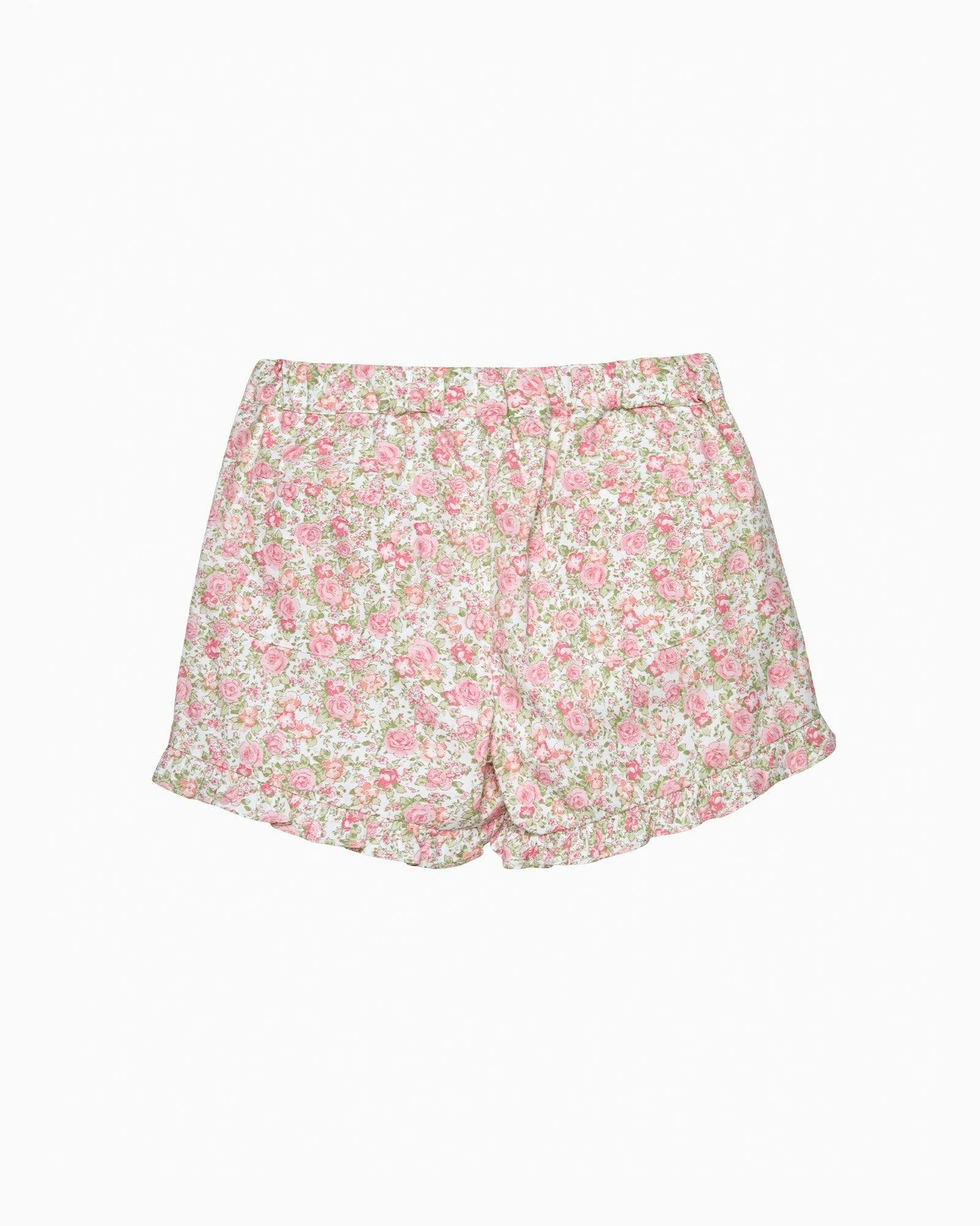 Rosie Floral Shorts in Peach Rose Floral