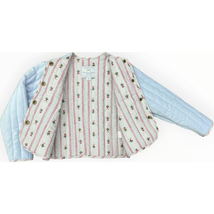 Quilted Velvet Jacket in Frost and Holiday Dot Stripe | Girls Jacket