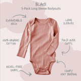 BLAKE 5-Pack Long Sleeve Bodysuit
