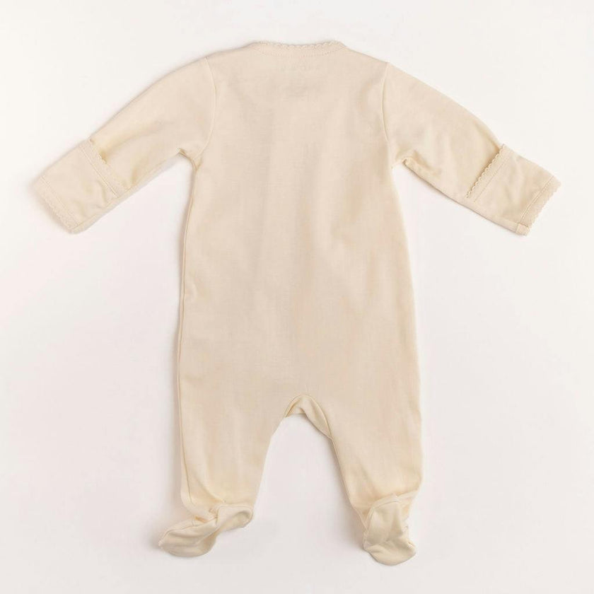 Pima Embroidered Footie in Goose