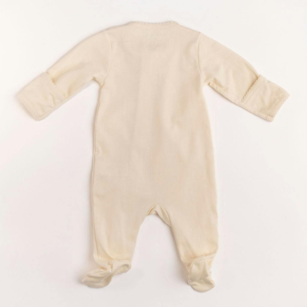 Pima Embroidered Footie in Goose