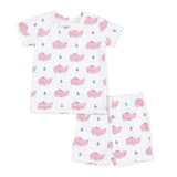 Bubbly Whale with Bow  Pink - Loungewear Short Set