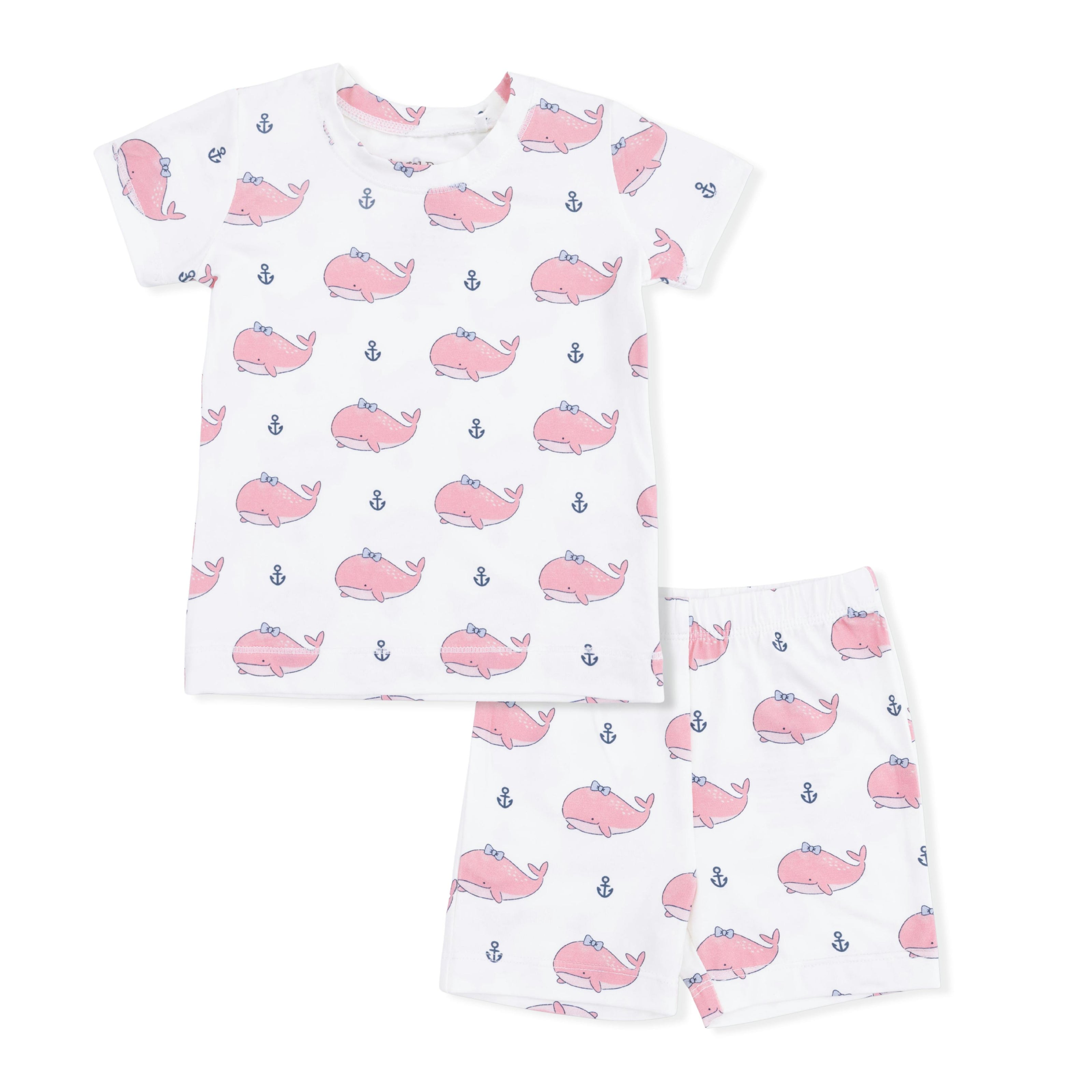 Bubbly Whale with Bow  Pink - Loungewear Short Set