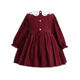 Burgundy Smocked Holiday Dress