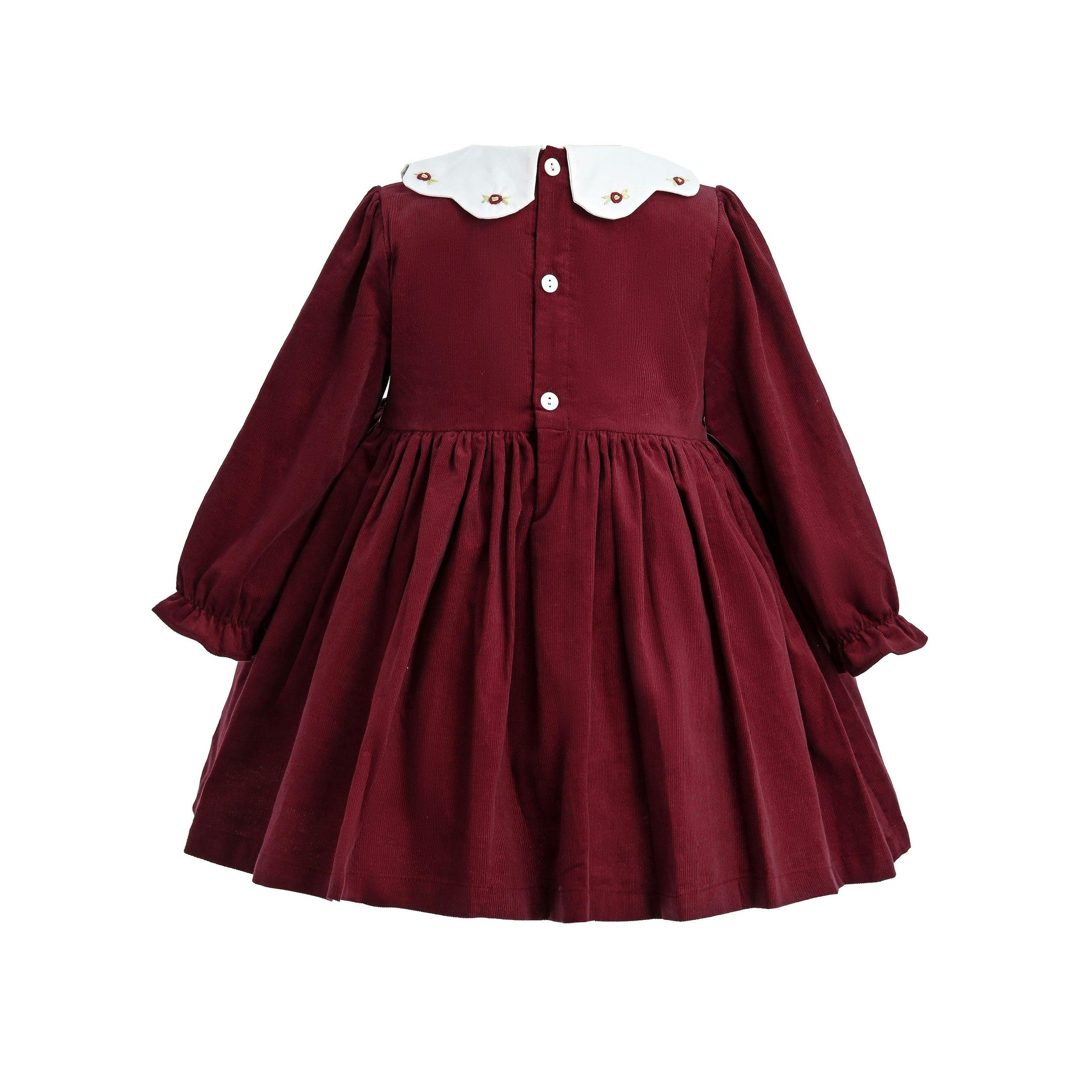 Burgundy Smocked Holiday Dress