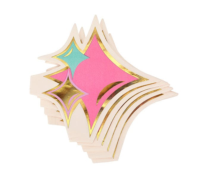 Packed Party Just Sparkle Die-Cut Dessert Napkins 20ct - Gold Foil Sparkle-Shaped 3-Ply Napkins for Birthdays and Celebrations