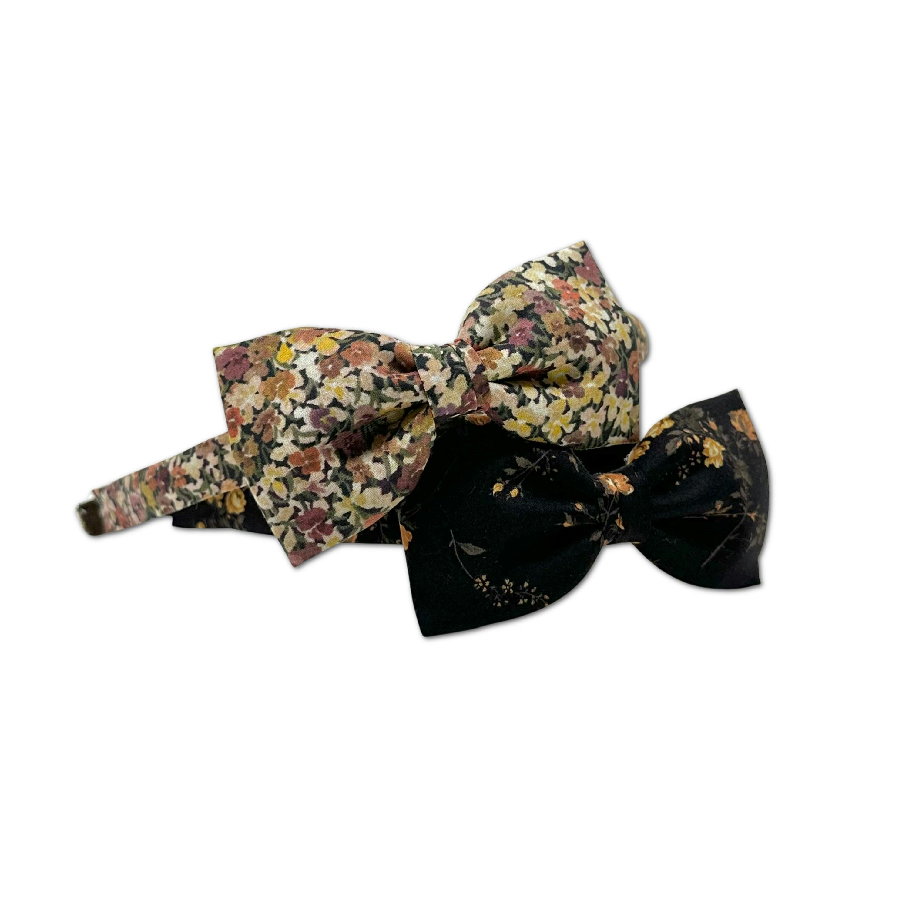 Liberty of London Bow Headband, Black/Gold Floral
