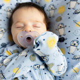 Print Zipped Long Sleeve Footed Onesie