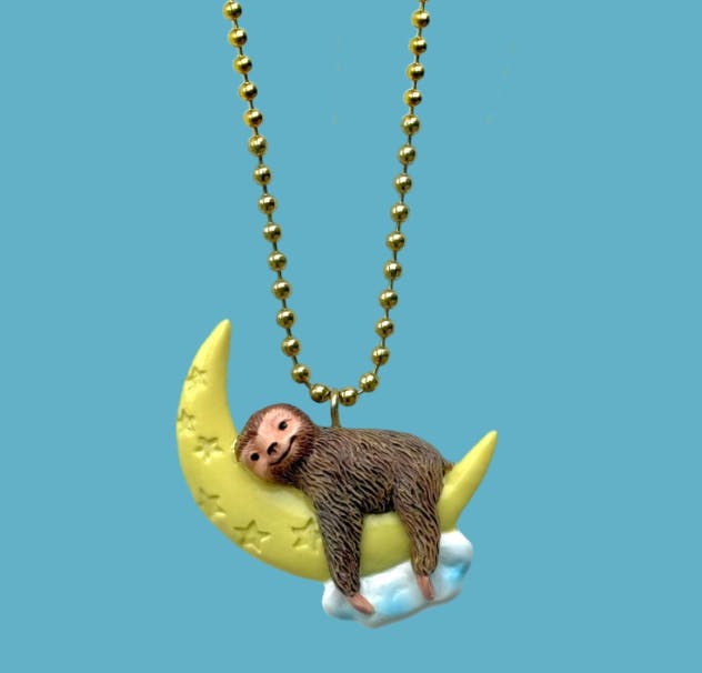 GLOW-IN-THE-DARK SLEEPY SLOTH NECKLACE