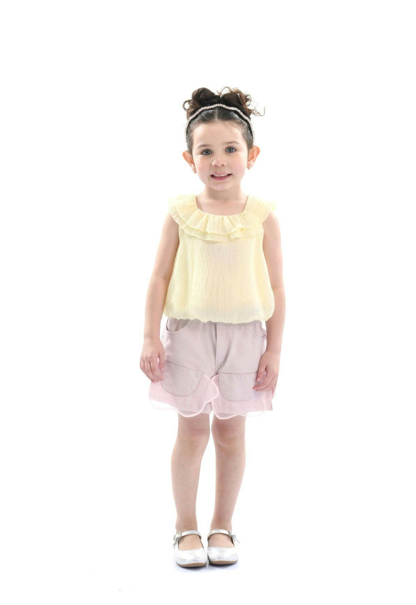 Yellow Mauve Ruffle Outfit Set