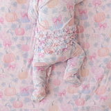 Posh Pumpkins Footie Ruffled Zippered One Piece