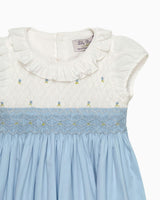 Baby Willow Rose Hand Smocked Dress in Cornflower