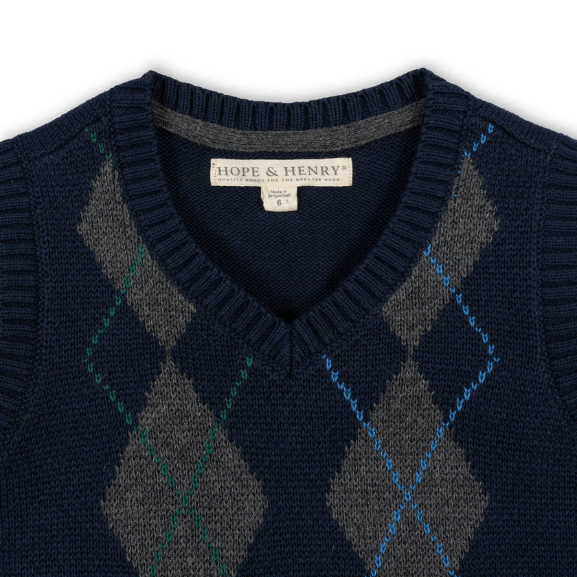 Organic Argyle Sweater Vest