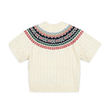 Organic Mock Neck Fair Isle Cable Sweater