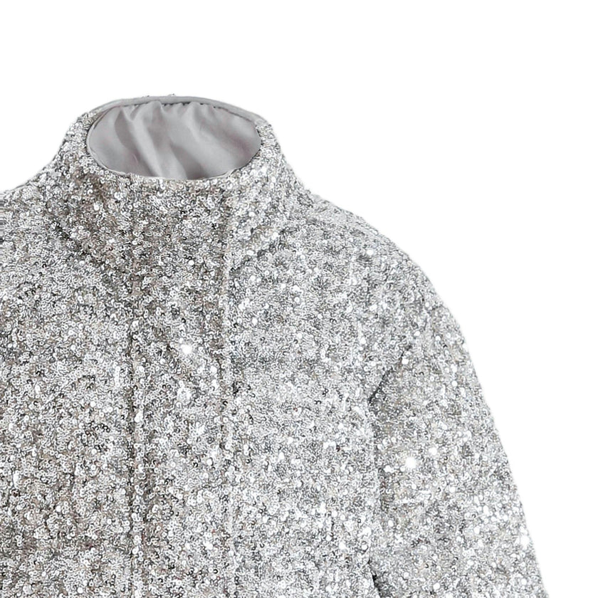Gray Glitter Puffer Jacket