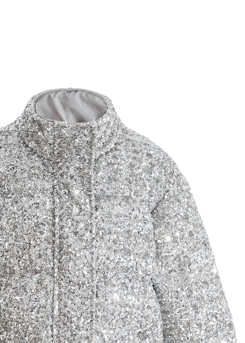Gray Glitter Puffer Jacket